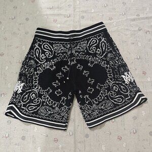 Amiri Black Bandana Cotton Shorts